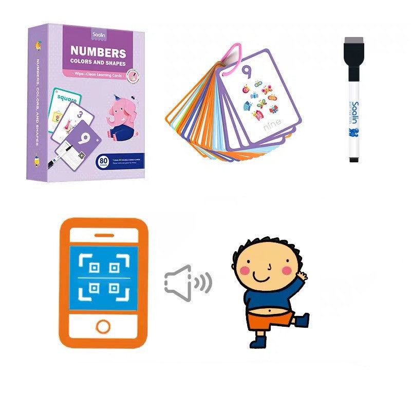 Children Wipe Clean Flash Cards Dot-to-Dot Repeatedly Erase Pen Training Copybook