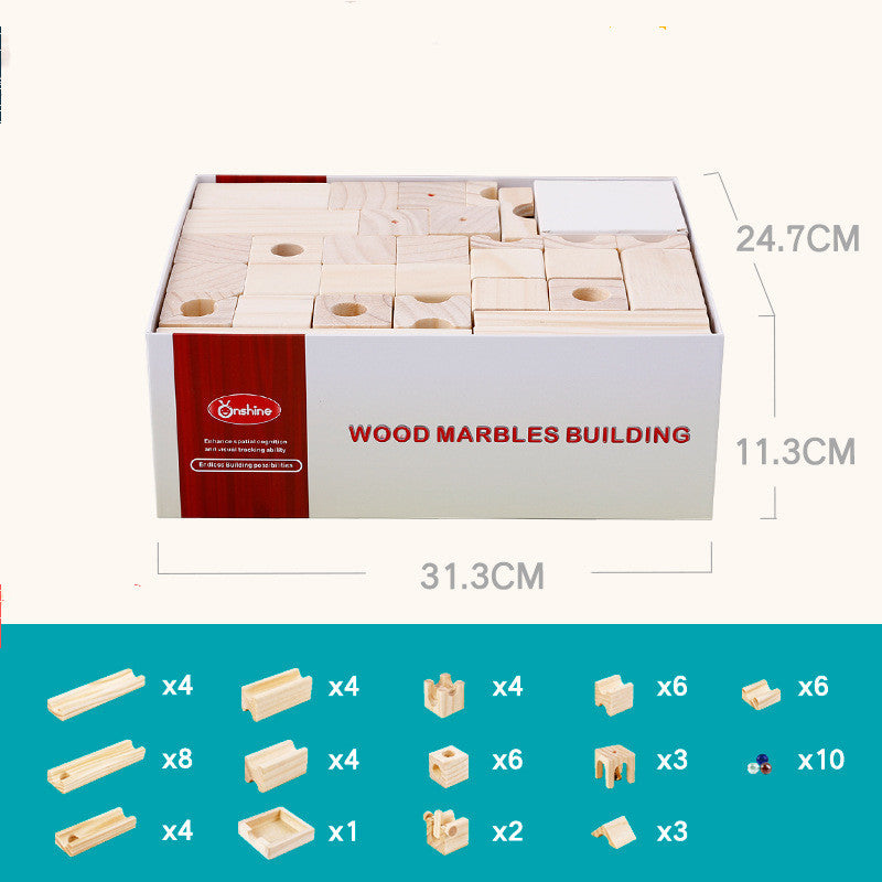 Children's Track Stem Ball Building Blocks Wooden